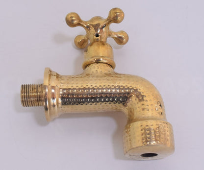 Hand-Hammered Brass Mini Wall Tap