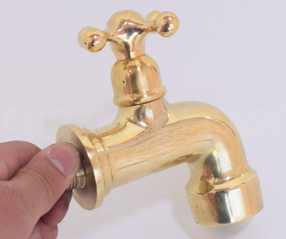 Hand-Hammered Brass Mini Wall Tap