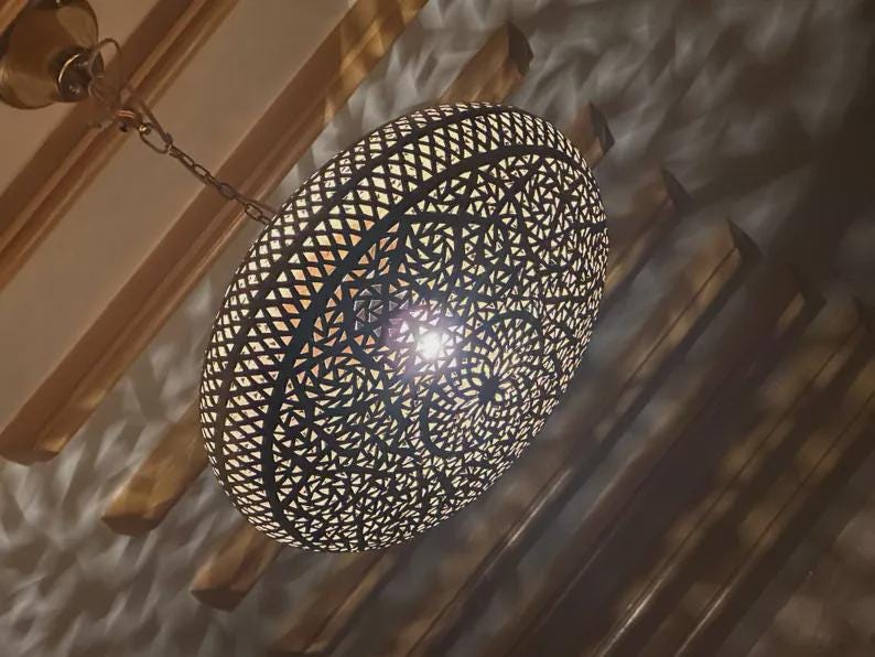 Moroccan Filigree Brass Pendant