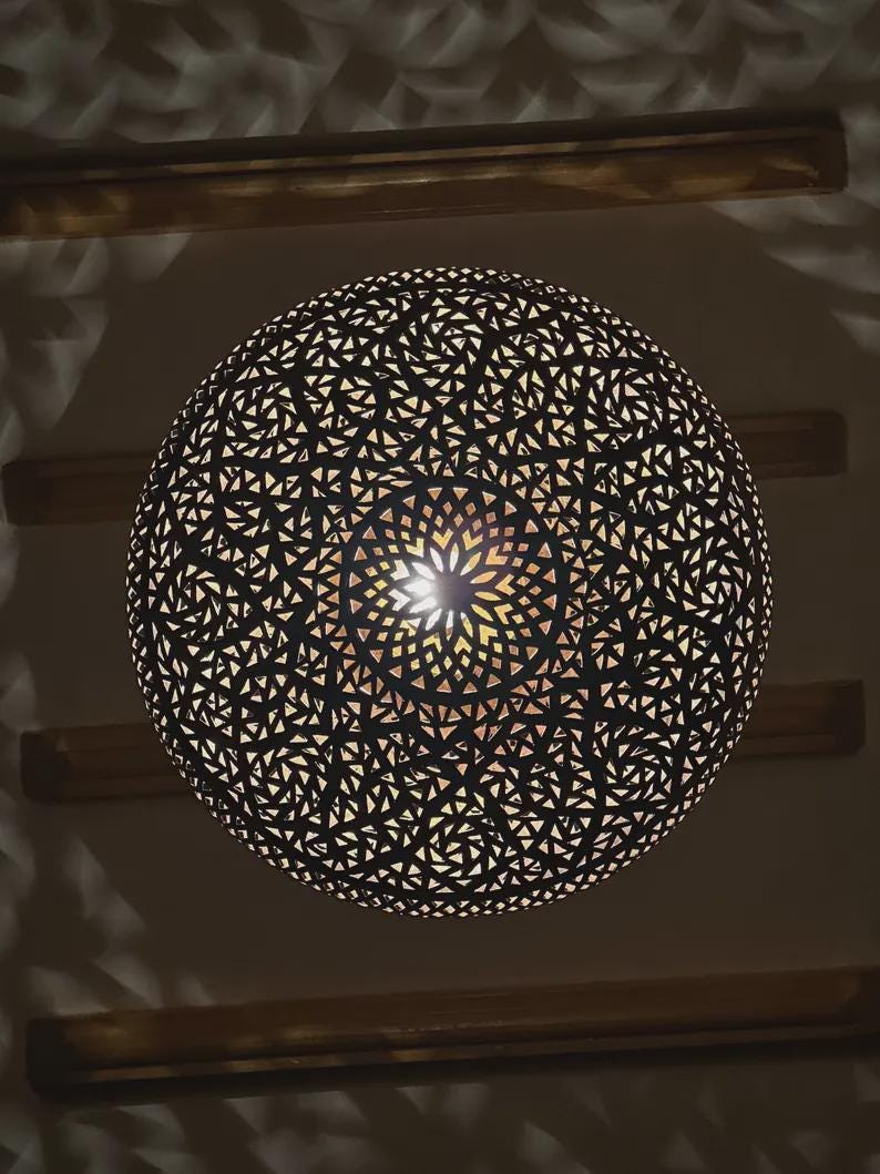 Moroccan Filigree Brass Pendant