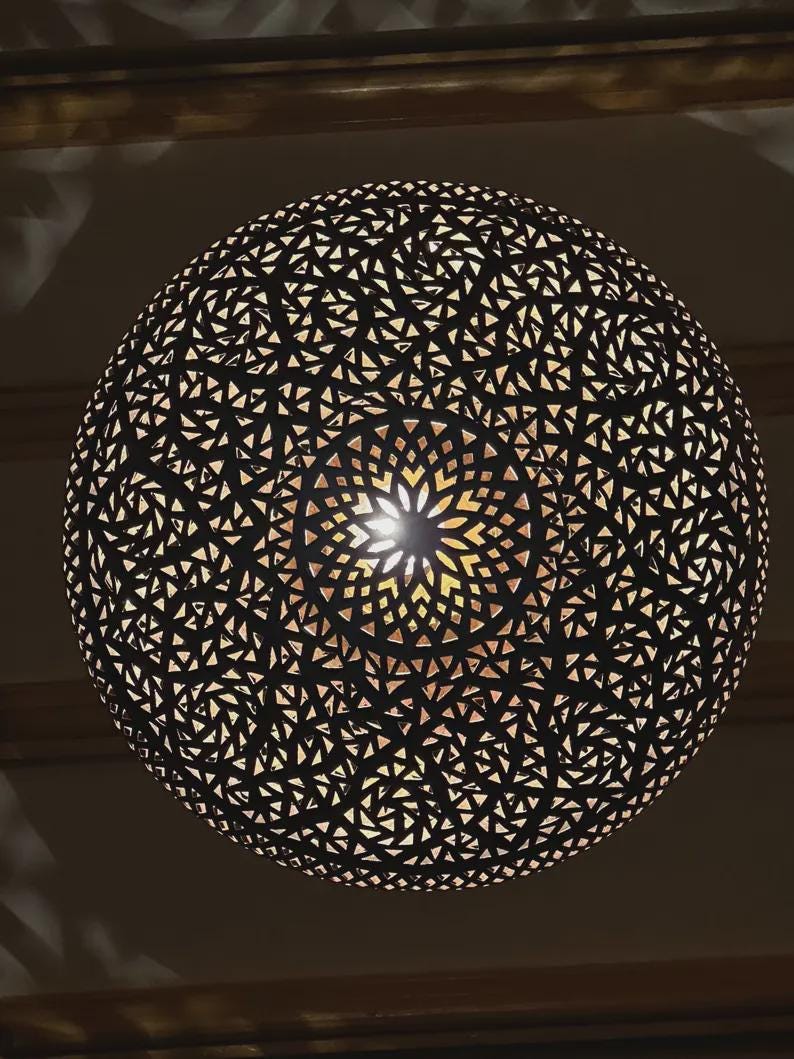 Moroccan Filigree Brass Pendant