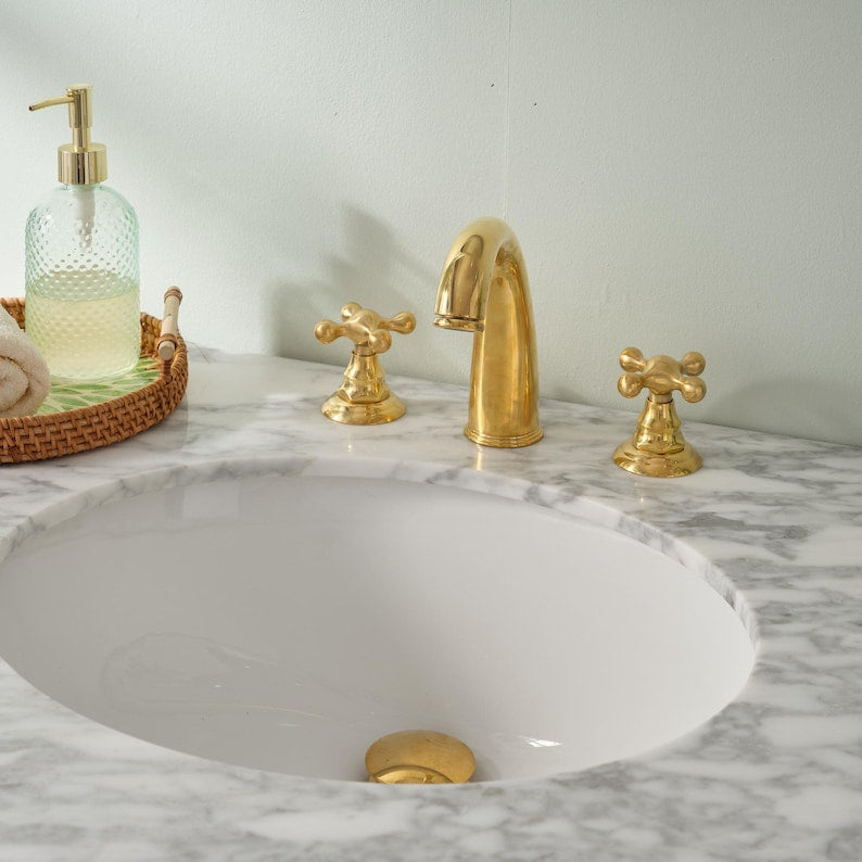 The Sculptural Widespread Brass Faucet