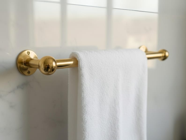 Sleek Unlacquered Brass Towel Rod