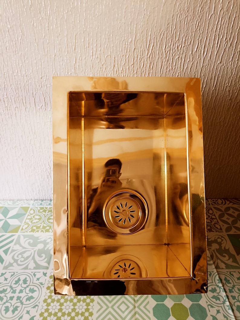 Handcrafted Polished Brass Kitchen & Bar Sink Set