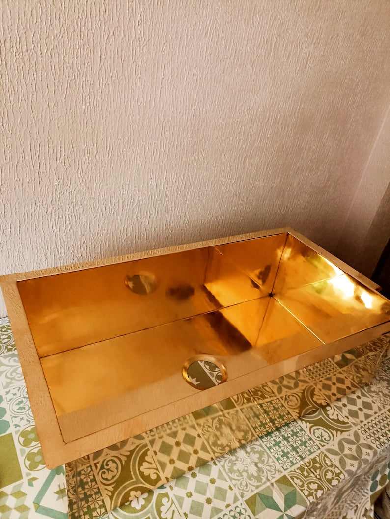 Handcrafted Polished Brass Kitchen & Bar Sink Set