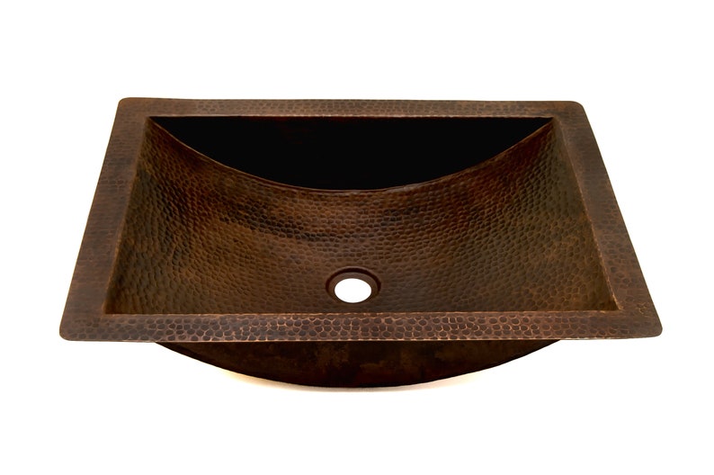 Hand-Hammered Antique Copper Rectangular Undermount Sink