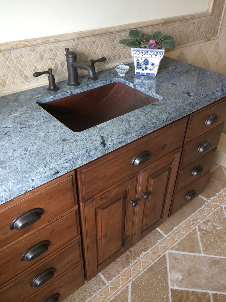 Hand-Hammered Antique Copper Rectangular Undermount Sink