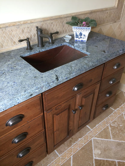Hand-Hammered Antique Copper Rectangular Undermount Sink
