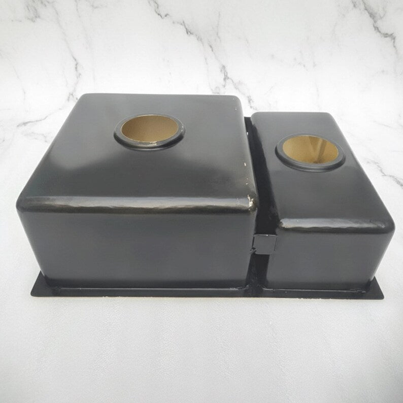 Luxury Polished Gold Double-Basin Undermount Kitchen Sink