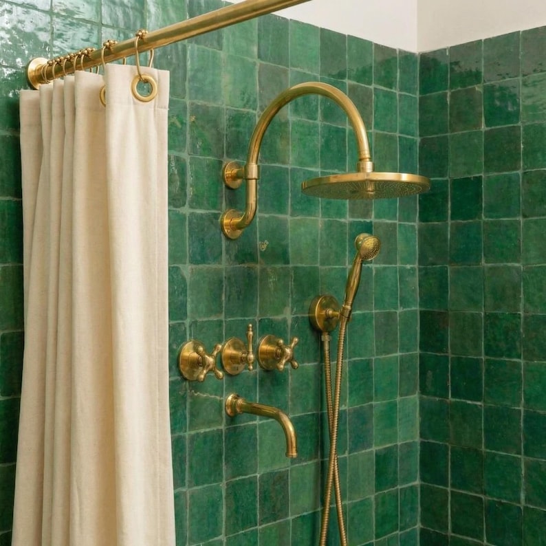 Solid Brass Wall-Mount Exposed Shower with Handheld Sprayer