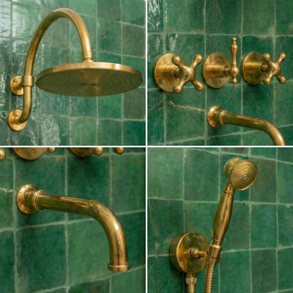 Solid Brass Wall-Mount Exposed Shower with Handheld Sprayer