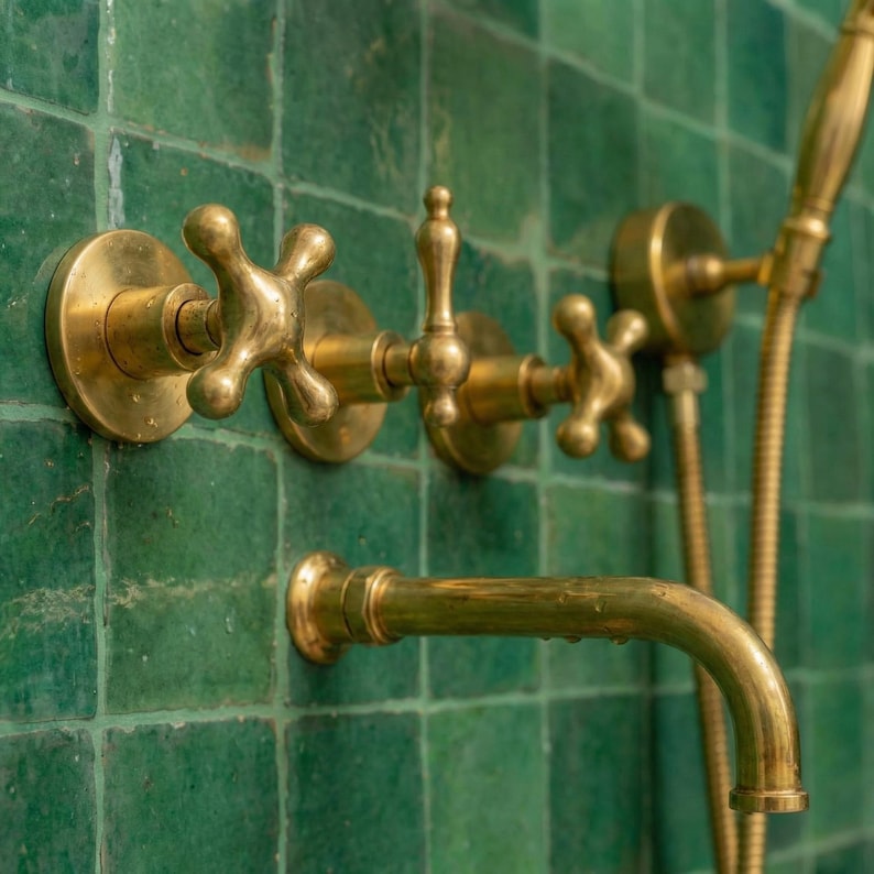 Solid Brass Wall-Mount Exposed Shower with Handheld Sprayer