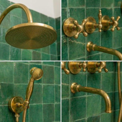 Solid Brass Wall-Mount Exposed Shower with Handheld Sprayer