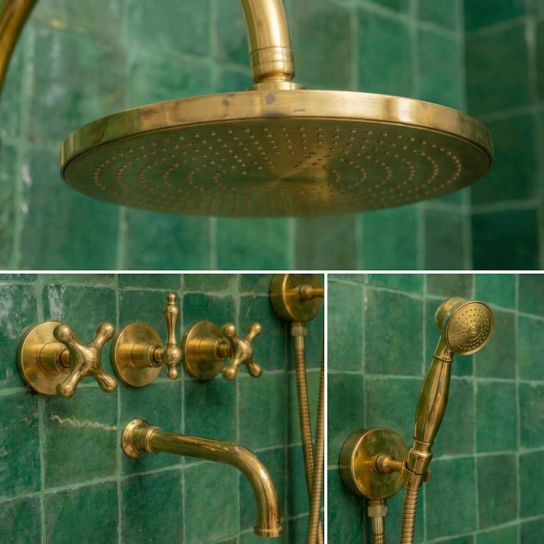 Solid Brass Wall-Mount Exposed Shower with Handheld Sprayer