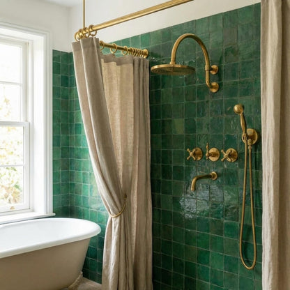 Solid Brass Wall-Mount Exposed Shower with Handheld Sprayer