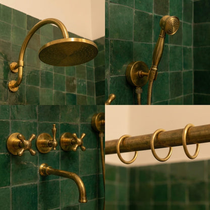 Solid Brass Wall-Mount Exposed Shower with Handheld Sprayer