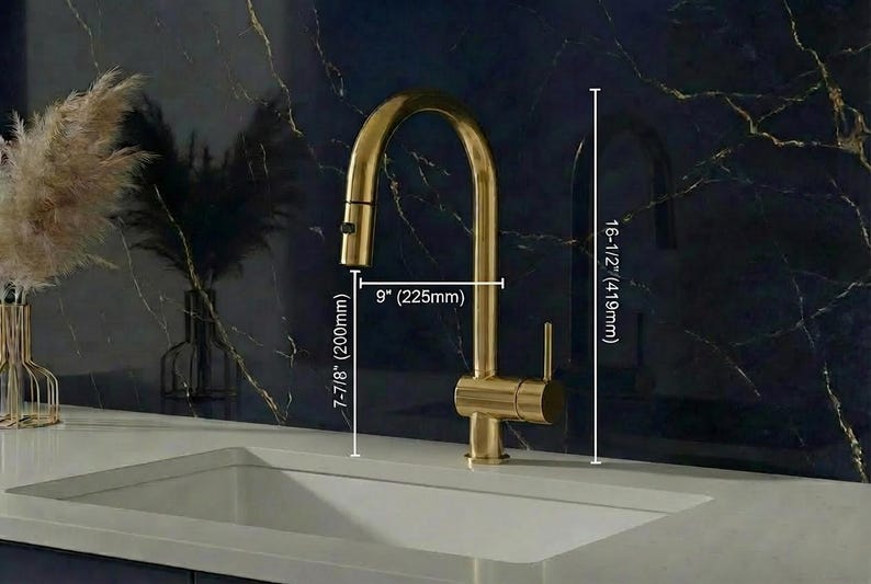 Unlacquered Brass Pull-Down Kitchen Faucet