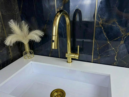 Unlacquered Brass Pull-Down Kitchen Faucet