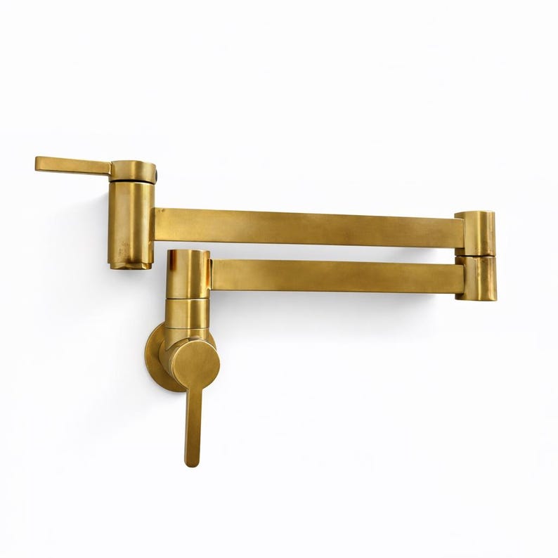 Modern Brushed Brass Wall Mount Pot Filler Faucet