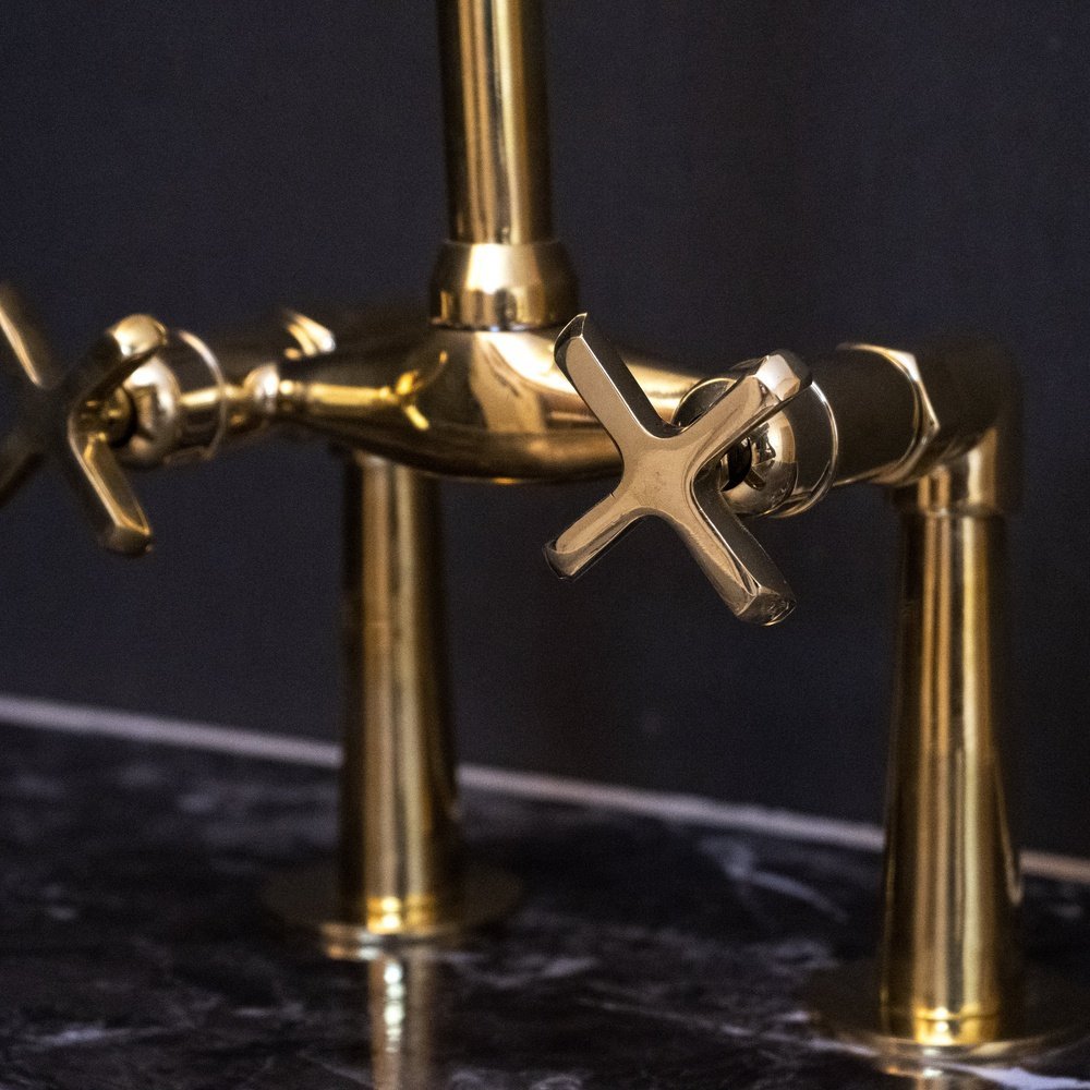Widespread Brass Bathroom Faucet with Cross Handles