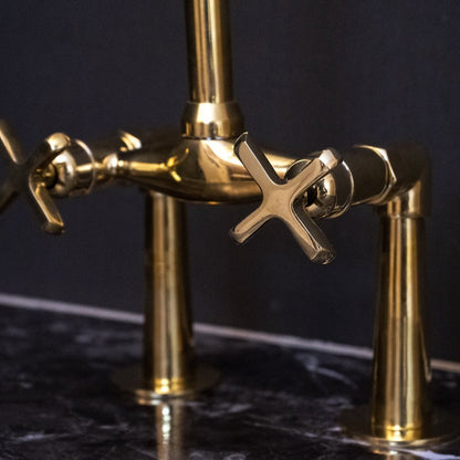 Widespread Brass Bathroom Faucet with Cross Handles