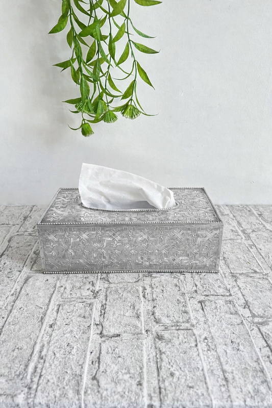 Handmade Brass Tissue Box Cover – Moroccan Engraved Metal Decorative Tissue Holder