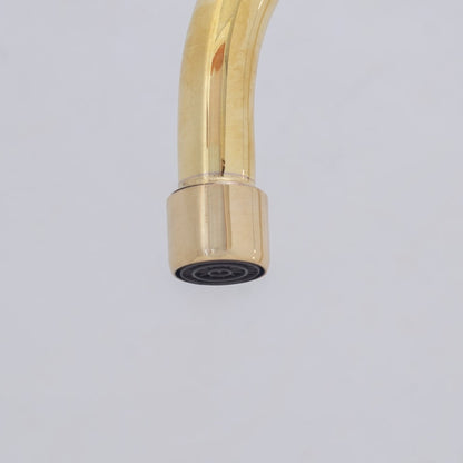 Tall Polished Brass Gooseneck Faucet with Cross Handles