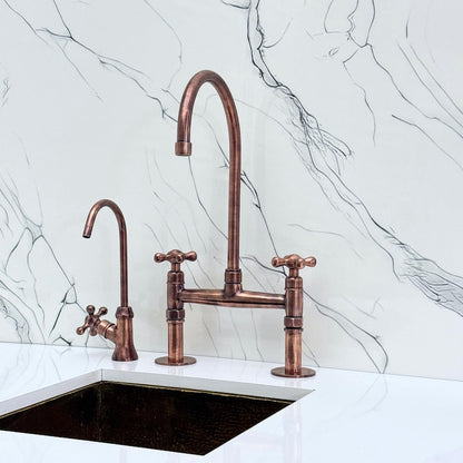 Antique Copper Bridge Kitchen Faucet