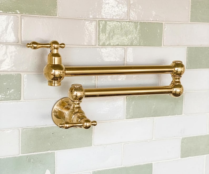 Wall Mounted Unlacquered Brass Pot Filler Faucet