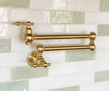Wall Mounted Unlacquered Brass Pot Filler Faucet