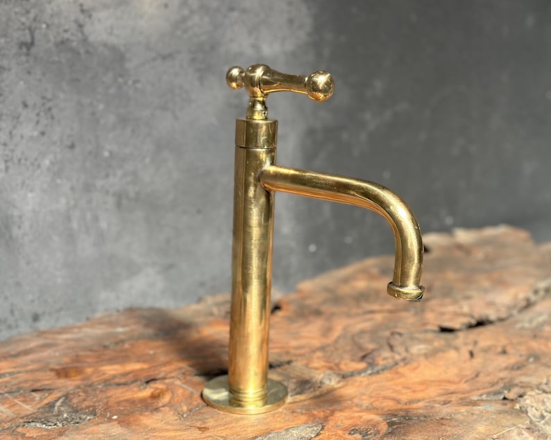 Handcrafted Solid Brass Vessel Sink Faucet with Cross Handle
