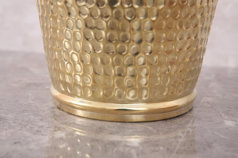 Handmade Hammered Brass Wastebasket – Luxury Brass Bathroom Trash Can