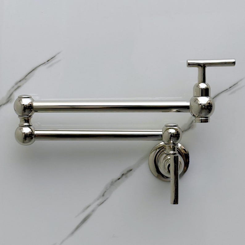 Polished Nickel Wall Mount Pot Filler Faucet