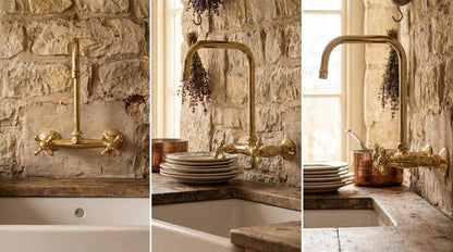 Unlacquered Brass Wall Mount Kitchen Faucet