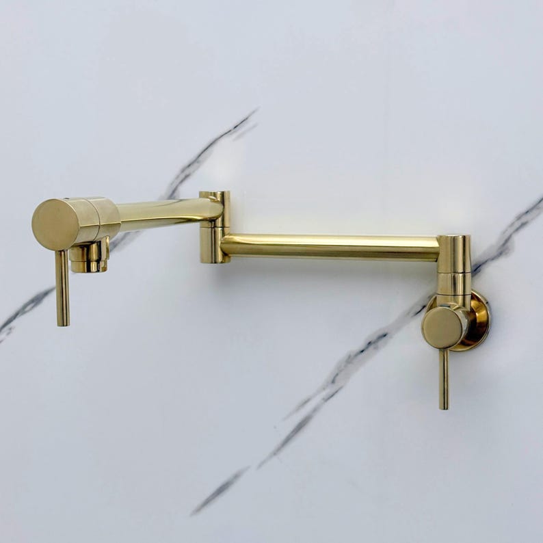 Modern Unlacquered Brass Pot Filler Faucet