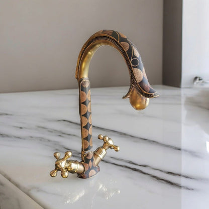 Moroccan Mosaic Brass Bathroom Faucet