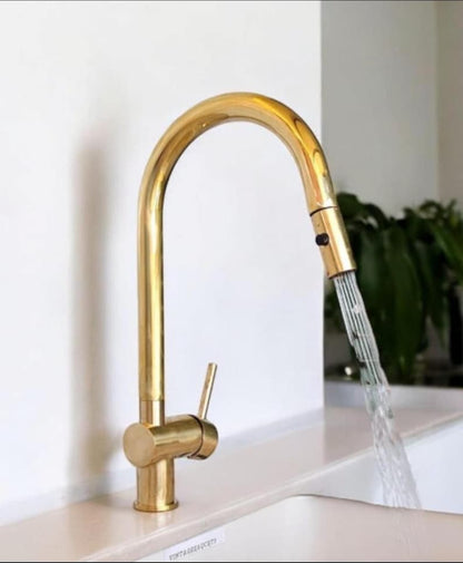 Pull-Down Brass Kitchen Faucet