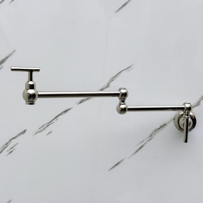 Polished Nickel Wall Mount Pot Filler Faucet