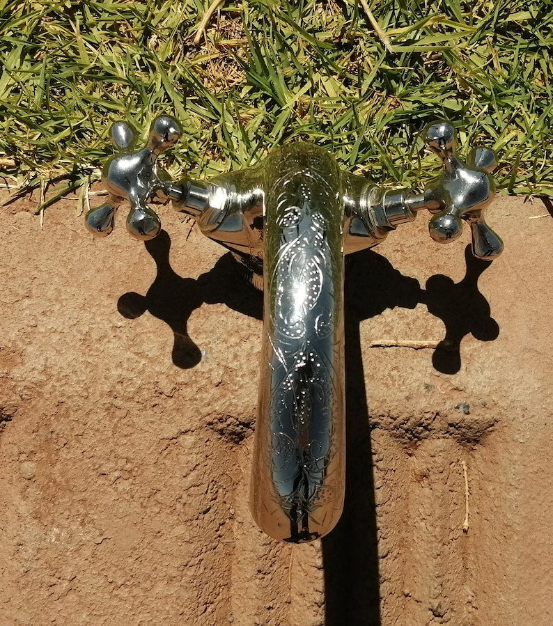 Engraved Polished Nickel Bathroom Faucet