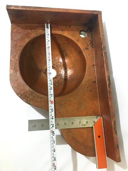 Handmade Hammered Copper Corner Sink