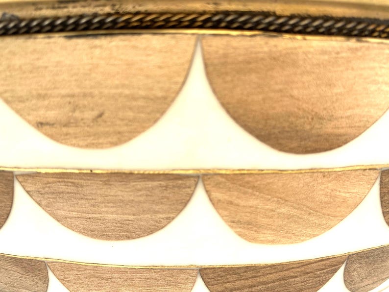 Moroccan Wood & Resin Inlay Vessel Sink with Brass Interior