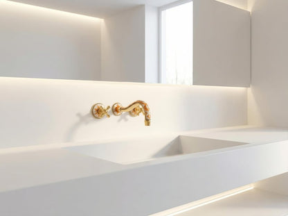 Orange Mosaic Brass Wall Mount Faucet