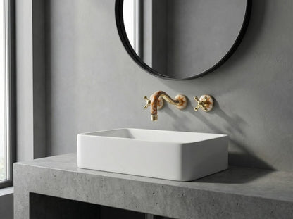 Orange Mosaic Brass Wall Mount Faucet