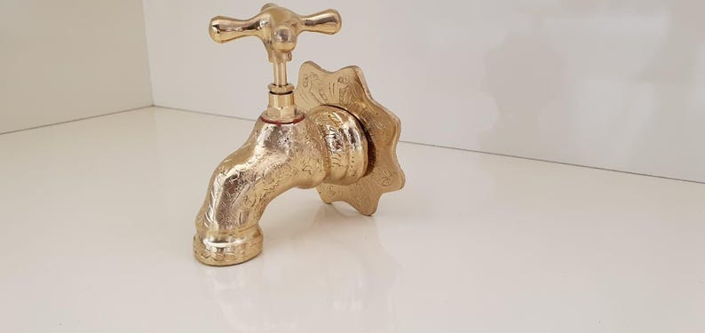 Engraved Brass Wall Faucet