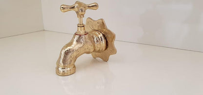 Engraved Brass Wall Faucet