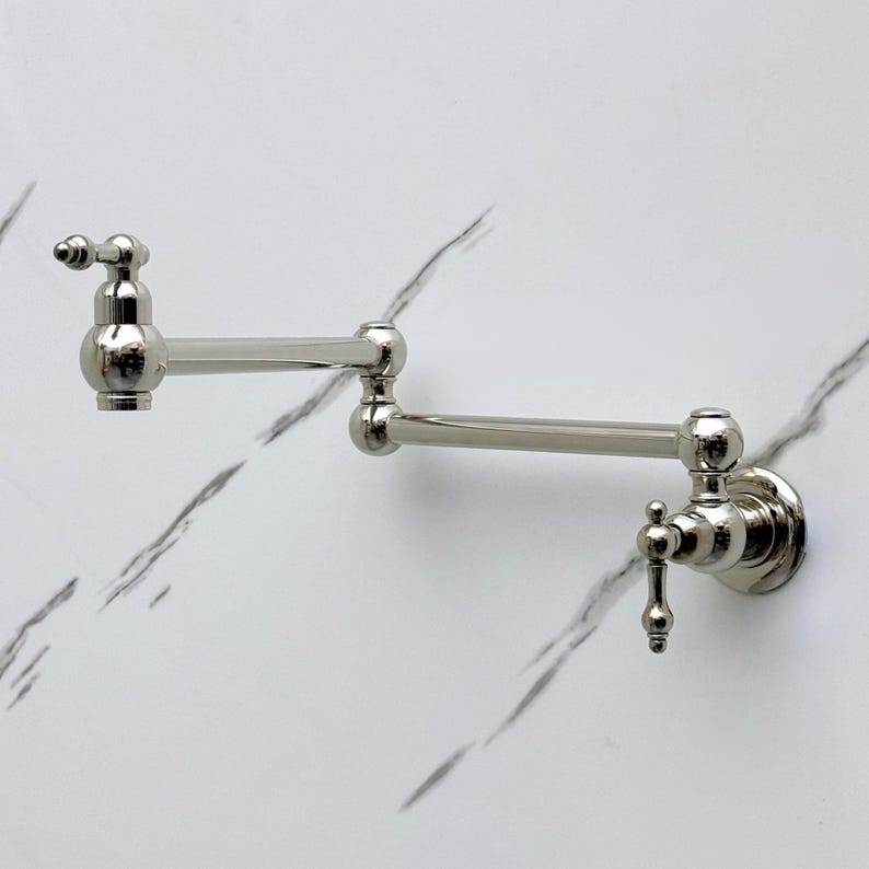Polished Nickel Wall Mount Pot Filler Faucet