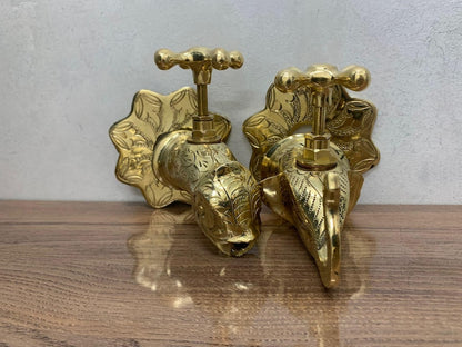 Engraved Brass Wall Mixer Faucet