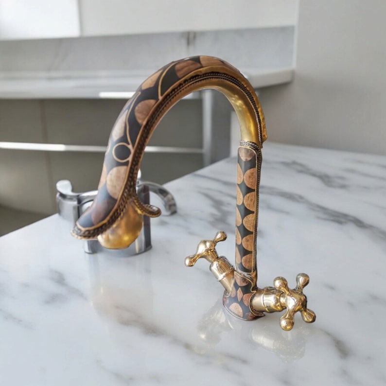 Moroccan Mosaic Brass Bathroom Faucet