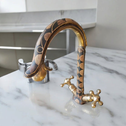 Moroccan Mosaic Brass Bathroom Faucet