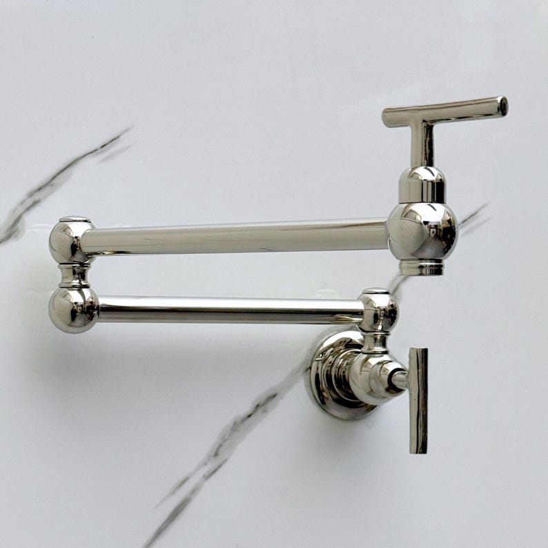 Polished Nickel Wall Mount Pot Filler Faucet